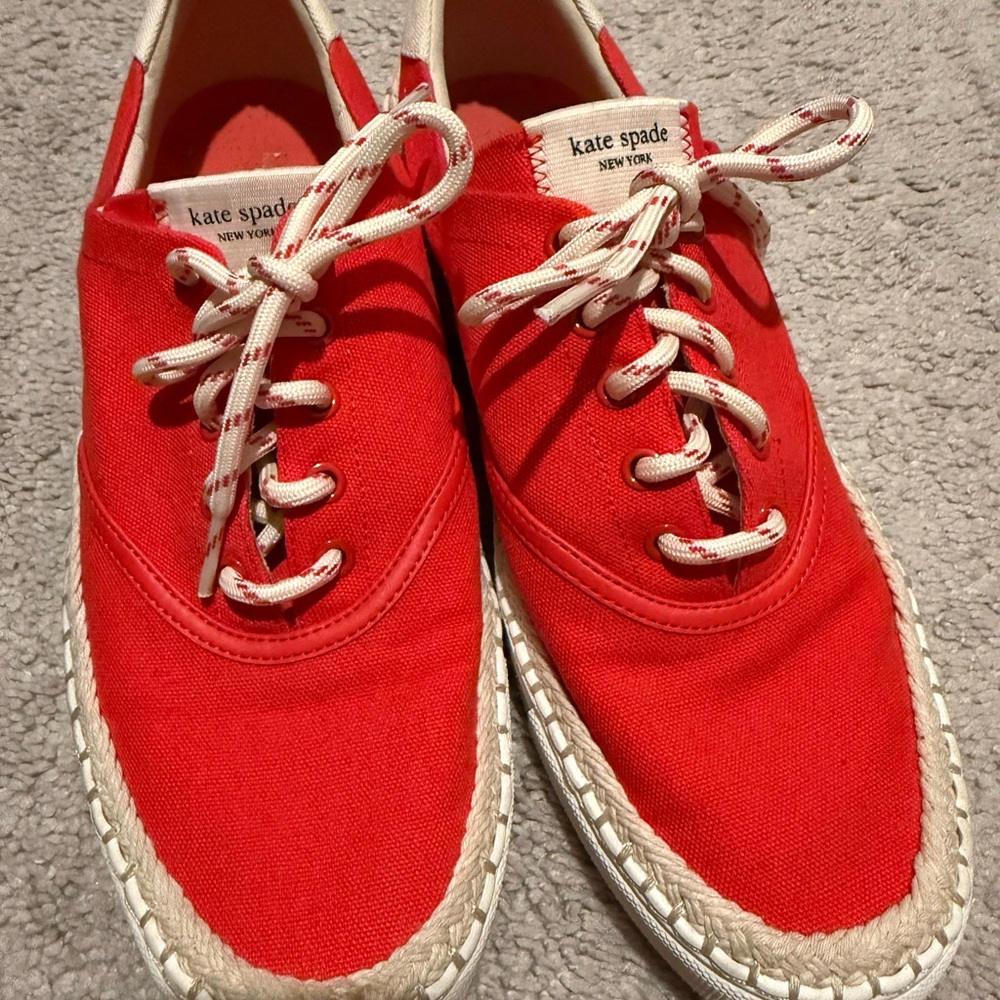 Kate Spade Vibrant Red Canvas Espadrilles